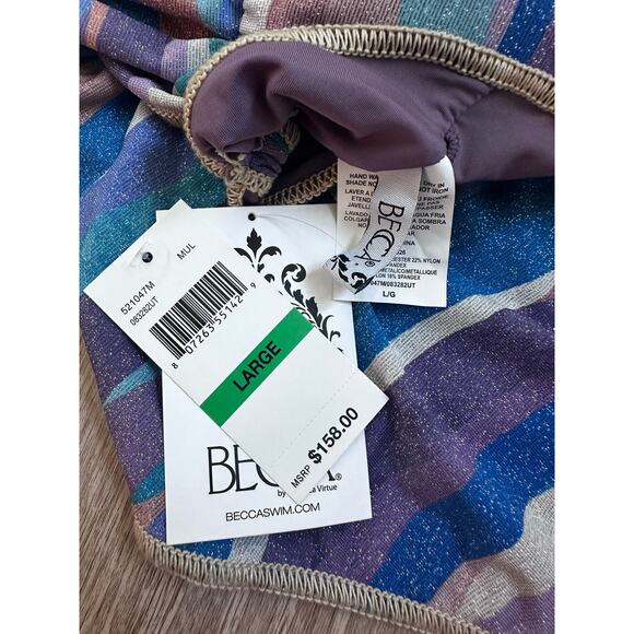 Becca|Glitter One Piece Swim Suit|Multicolor|NWT|SZ L - Picture 5 of 6